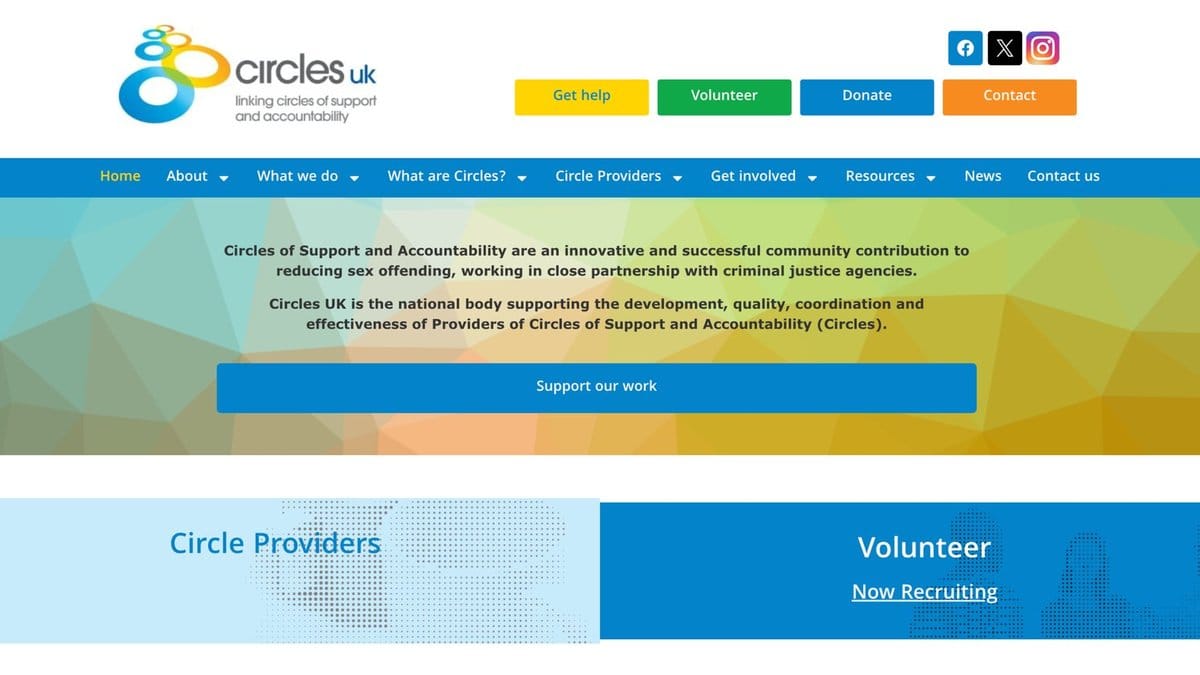 Screenshot of the Circles UK charity website built by Web-Tastic